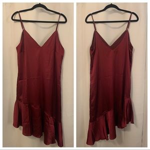 Lulu’s Satin Asymmetrical Slip Dress, Size L